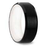 Monochrome Mens Ring - Black Tungsten With White Ceramic Insleeve (8mm) | Thumbnail 02