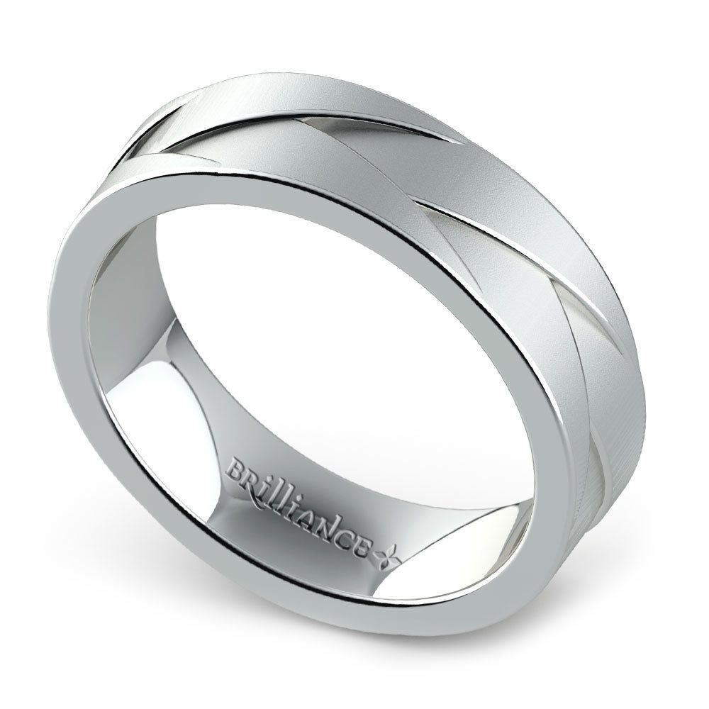 Braided Men's Wedding Ring in White Gold (6mm) | 01