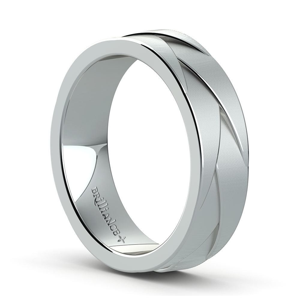 Braided Men's Wedding Ring in White Gold (6mm) | 02