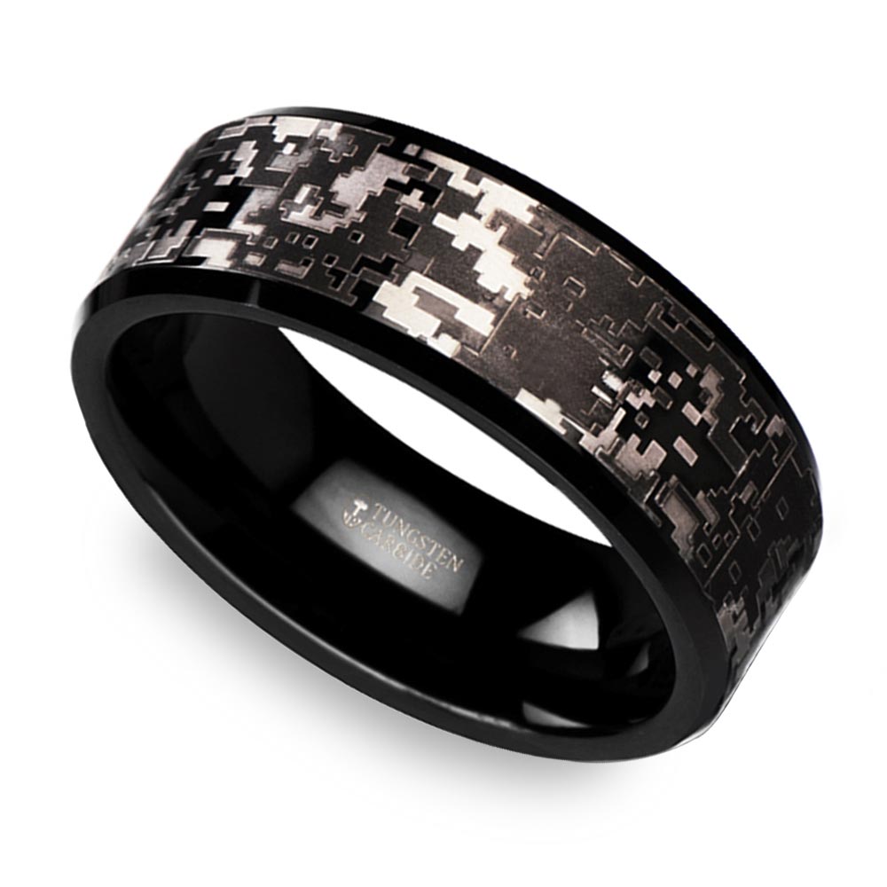 Digital Camo Men's Wedding Ring in Tungsten