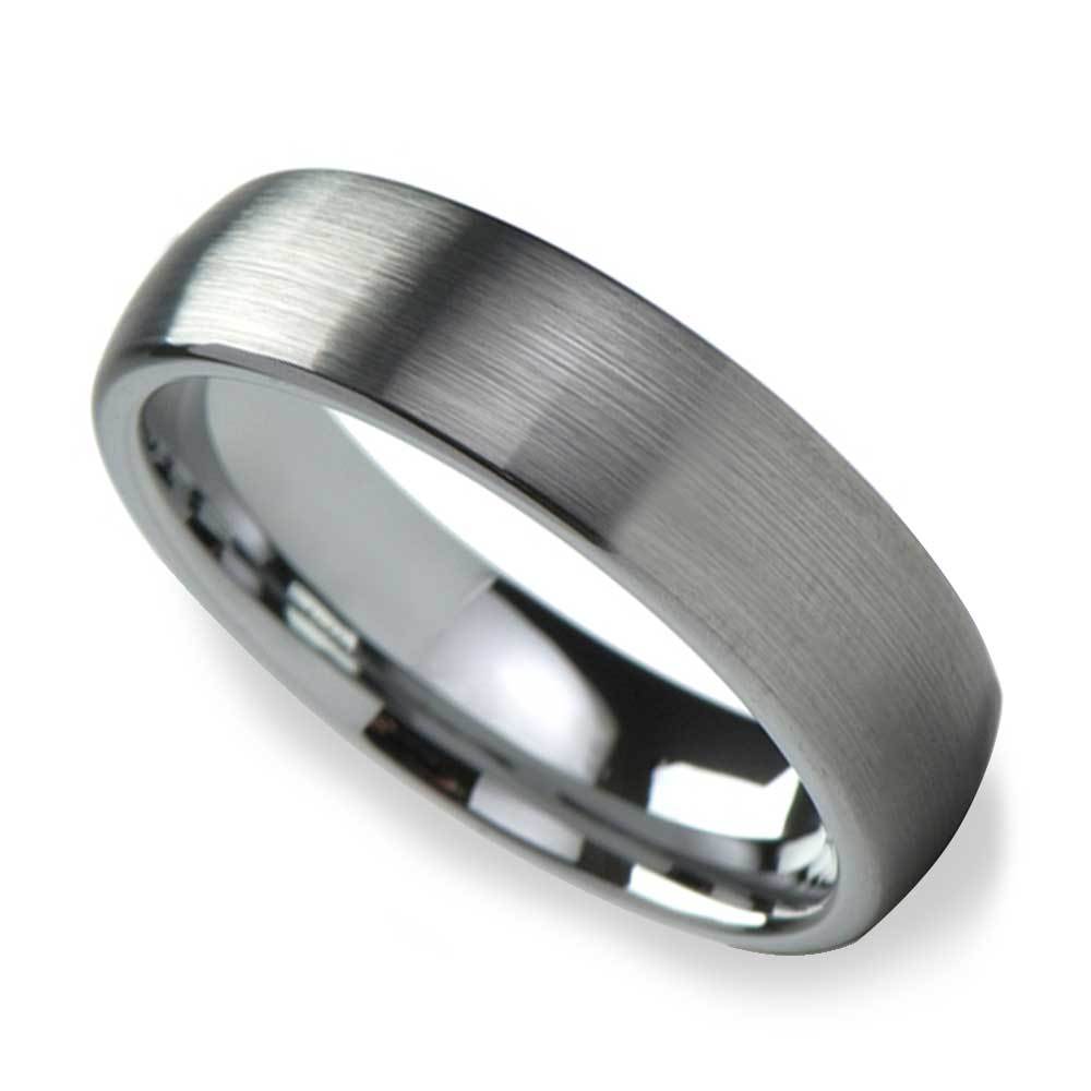 Brushed Finish and Rounded Carbide Men's Tungsten Wedding Ring (6mm) | Zoom