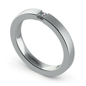 Brushed Promise Ring with Princess Diamond in White Gold (2.9mm)