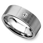 Mens Solitaire Diamond Tungsten Wedding Band - Monocle (8mm) | Thumbnail 01