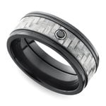 Carbon Fiber Men's Ring with Black Diamond in Zirconium (9mm) | Thumbnail 01