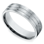 Carved Satin Men's Wedding Ring in White Gold (6mm) | Thumbnail 01