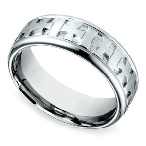 Maltese Celtic Cross Men's Wedding Ring in White Gold (7.5mm)