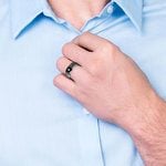 Ceramic Inlay Diamond Men's Wedding Ring in Tungsten (8mm) | Thumbnail 05