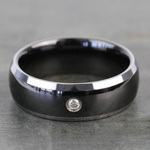 Ceramic Inlay Diamond Men's Wedding Ring in Tungsten (8mm) | Thumbnail 03