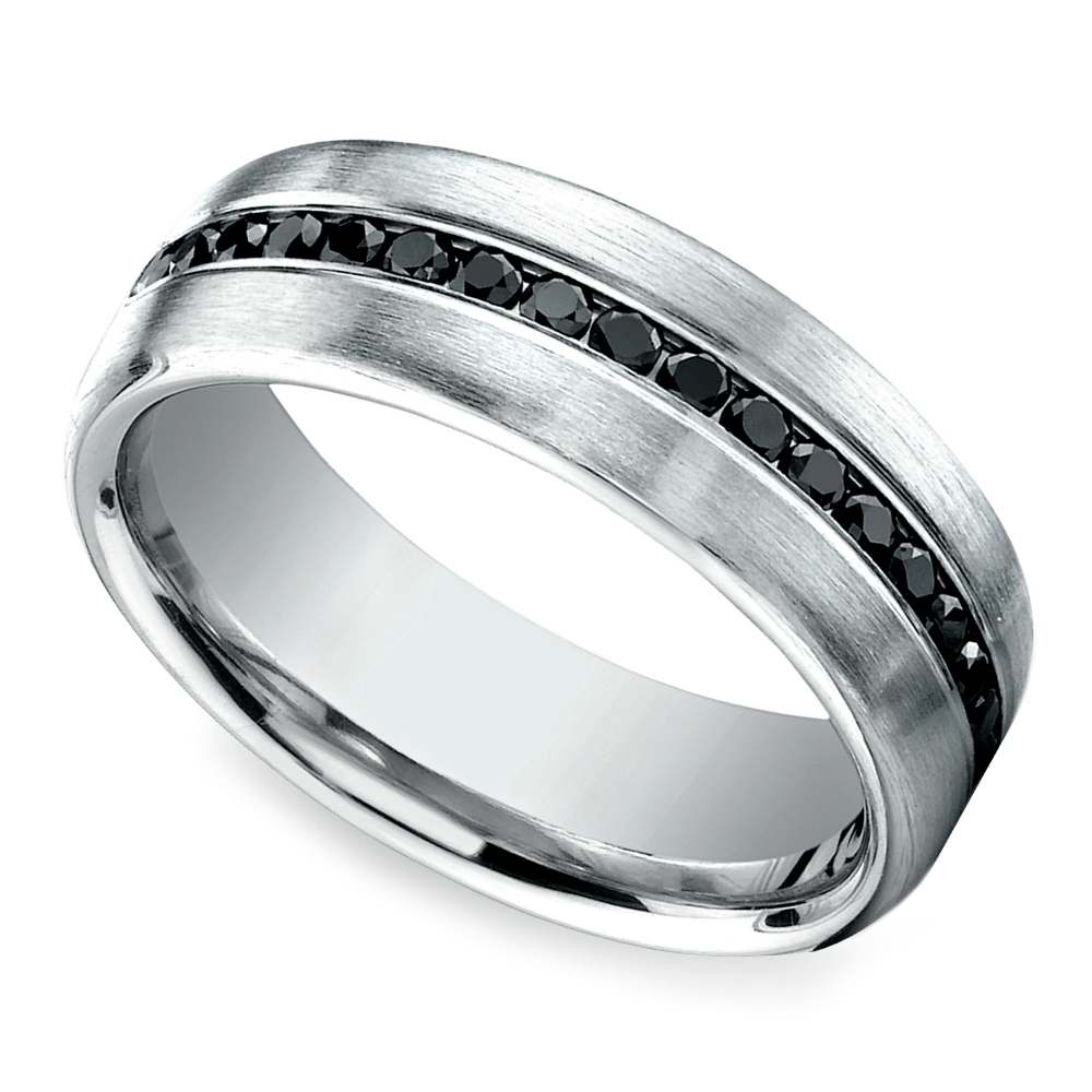 Channel Black Diamond Men S Wedding Ring In Platinum