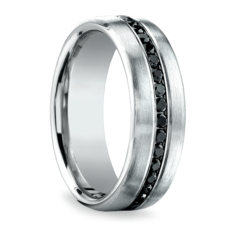 Channel Black Diamond Men's Wedding Ring in Platinum
