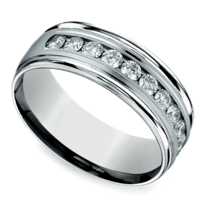 Channel Diamond Men's Wedding Ring in Palladium (8mm)