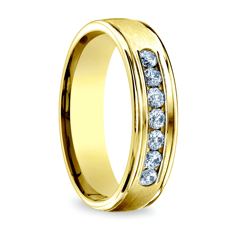 Channel Diamond Men's Wedding Ring in Yellow Gold (6mm)
