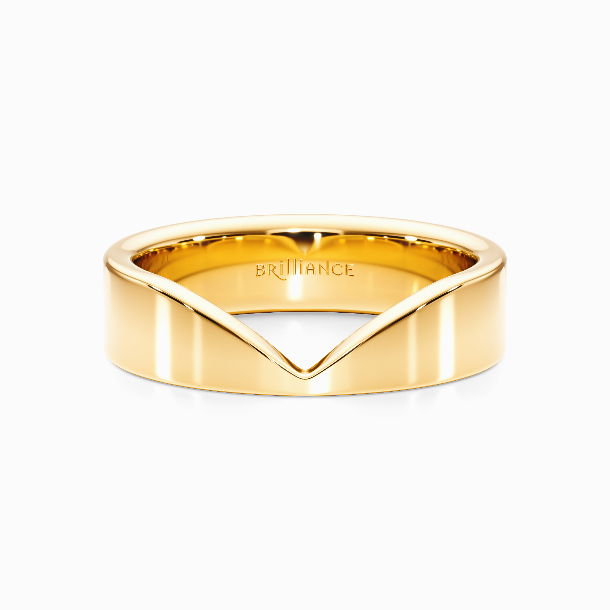 Chevron Contour Wedding Ring in Yellow Gold