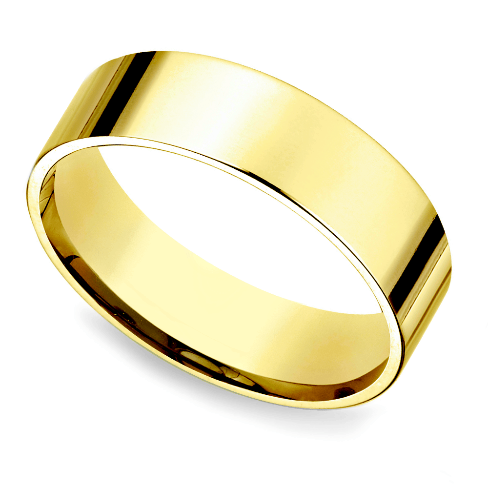 Flat Men's Wedding Ring in Yellow Gold (6mm) | 01