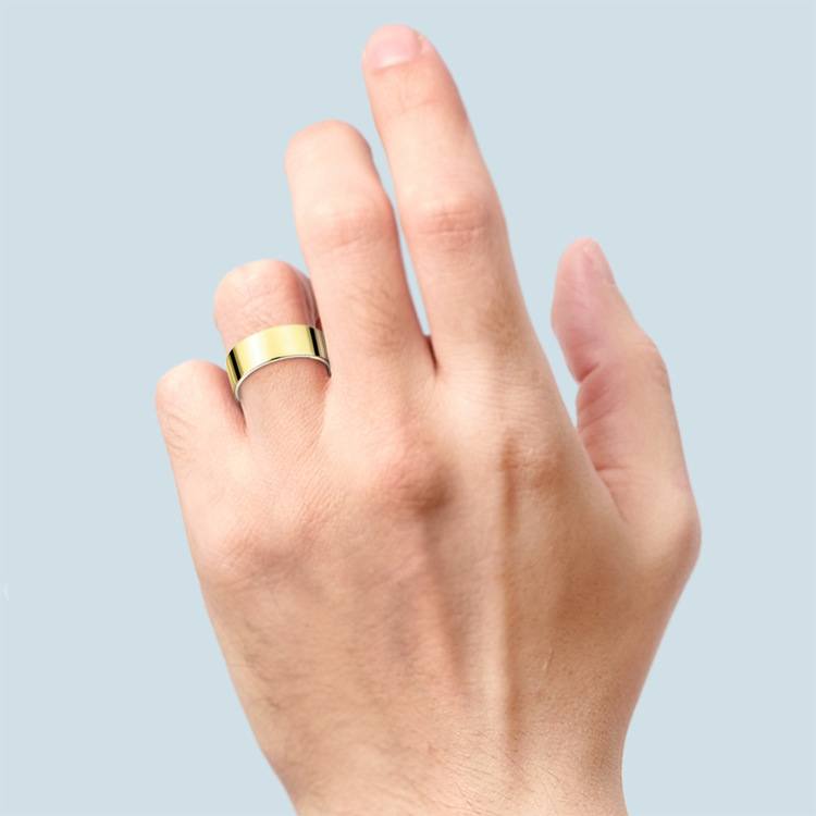 Flat Men's Wedding Ring in Yellow Gold (8mm) | 03