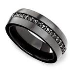 Gunmetal Wedding Band - Mens Black Sapphire And Tungsten Ring (8mm) | Thumbnail 01