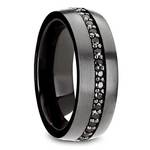 Gunmetal Wedding Band - Mens Black Sapphire And Tungsten Ring (8mm) | Thumbnail 02