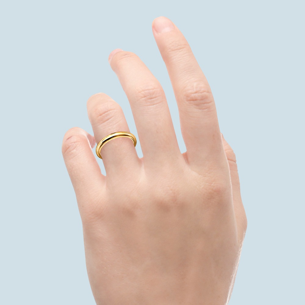 14K Yellow Gold 2.5mm Diamond-Cut Comfort Fit Wedding Band Ring Sz 9 