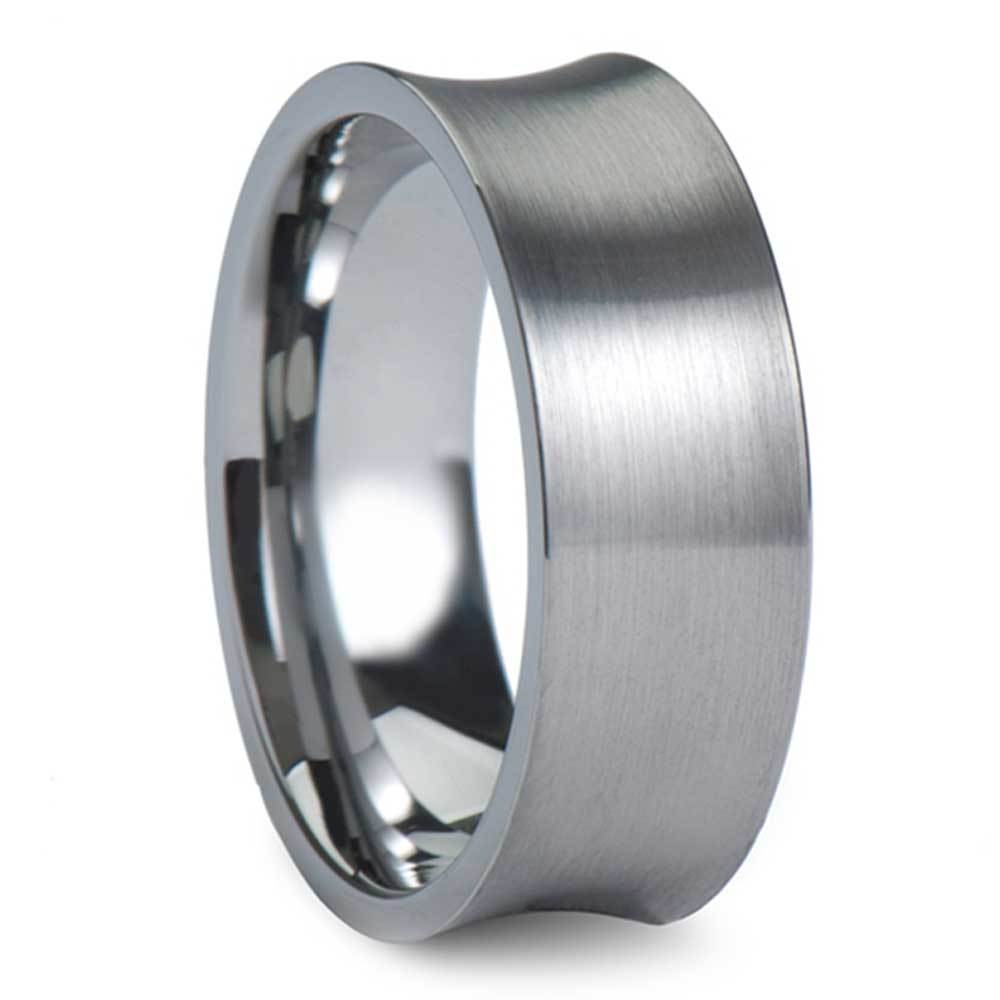 Concave Tungsten Wedding Band - Brushed Finish Carbide Tungsten (8mm) | 02