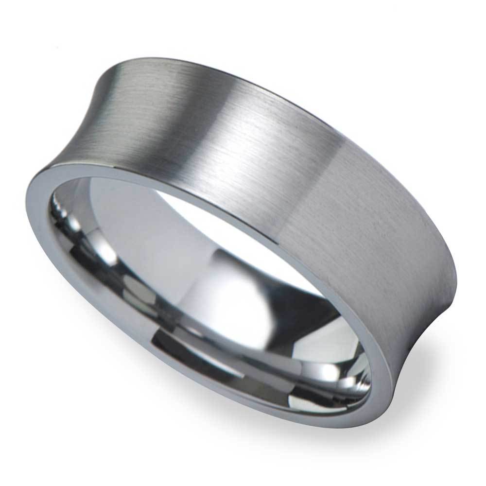 Concave Tungsten Wedding Band - Brushed Finish Carbide Tungsten (8mm) | 01