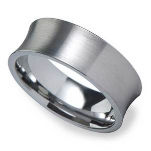 Concave Tungsten Wedding Band - Brushed Finish Carbide Tungsten