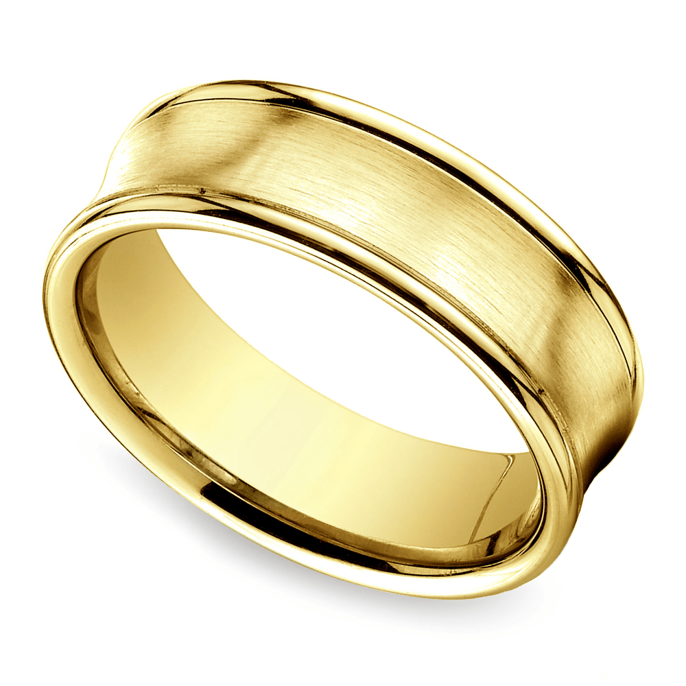 Concave Gold Mens Wedding Ring (7.5 Mm)