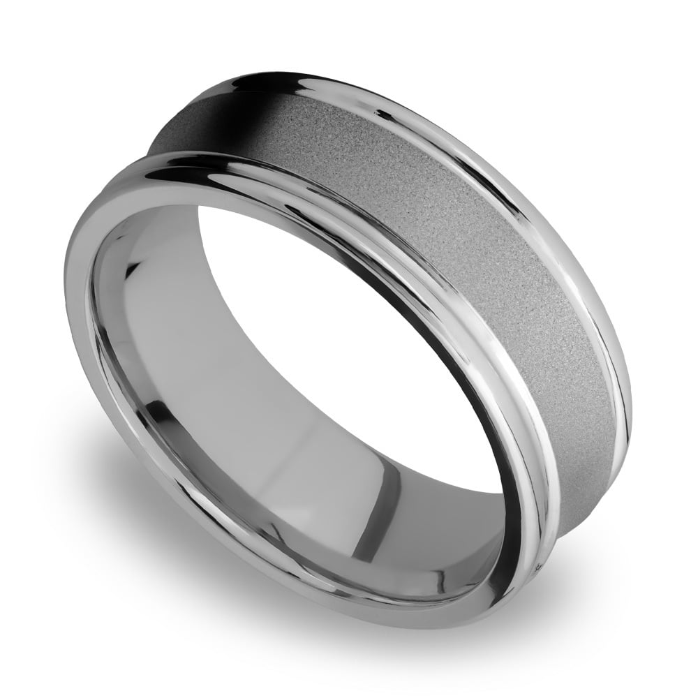 Concaved Center Men's Wedding Ring in Titanium | 01