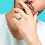 Satin Finish Cobalt Chrome Sapphire And Diamond Mens Wedding Ring | Thumbnail 05