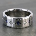 Satin Finish Cobalt Chrome Sapphire And Diamond Mens Wedding Ring | Thumbnail 03