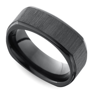 Cross Satin Square Men's Wedding Ring in Zirconium (9mm)