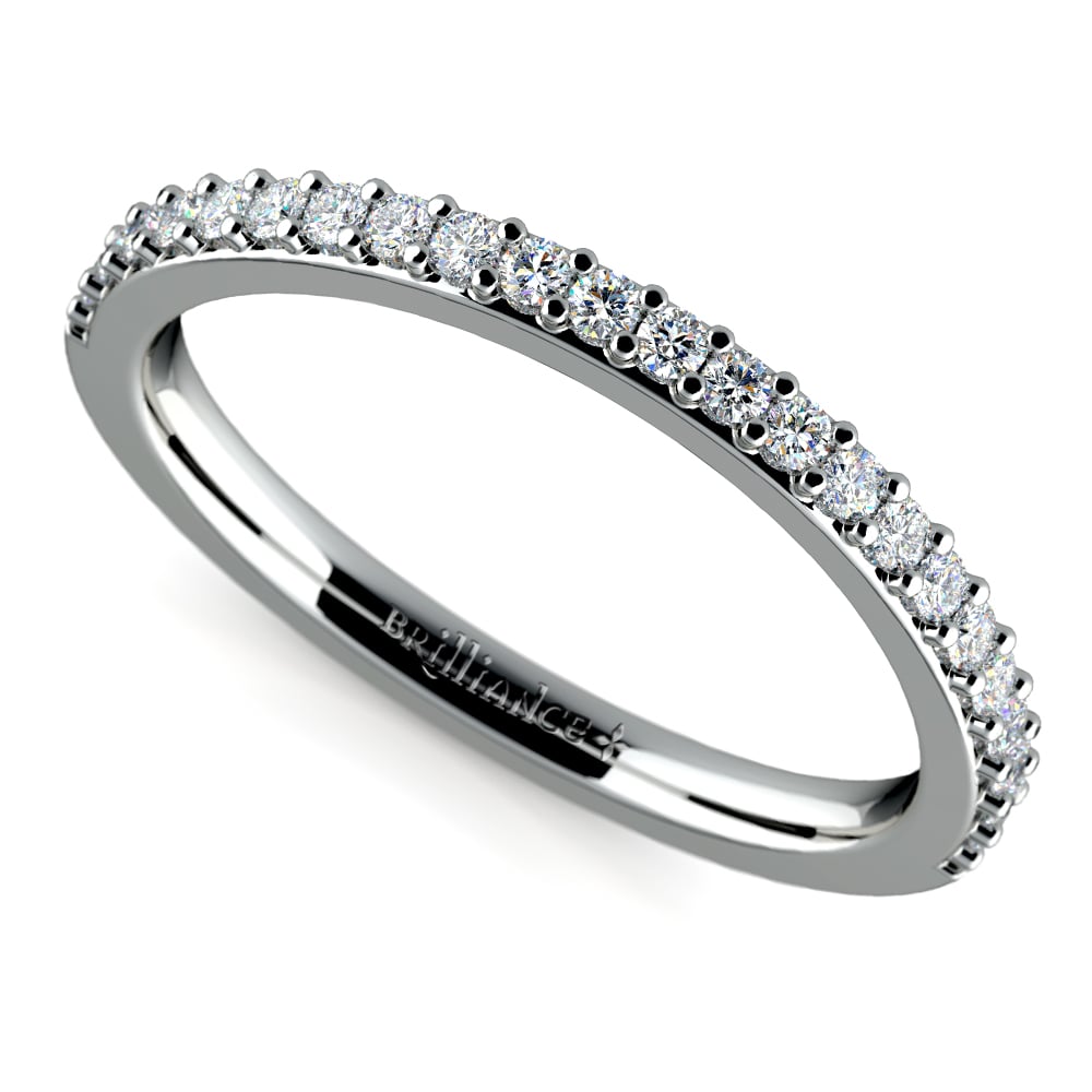 Curved Diamond Wedding Ring in White Gold