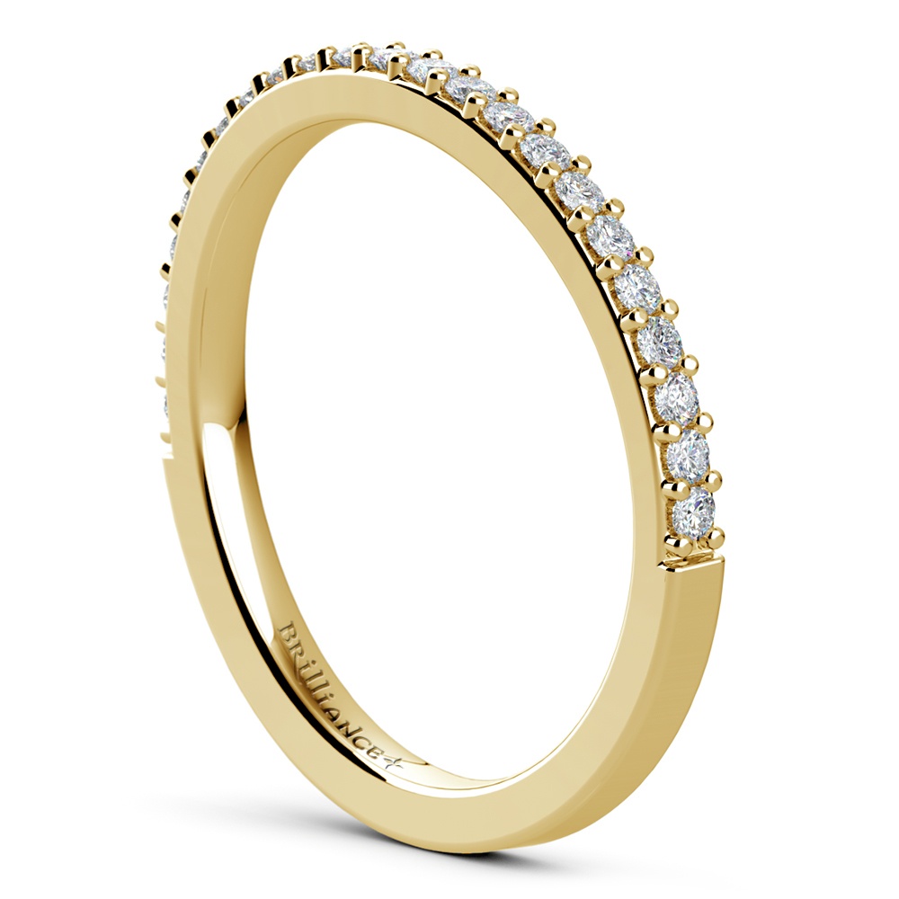 Curved Diamond Wedding Ring in Yellow Gold  | 04