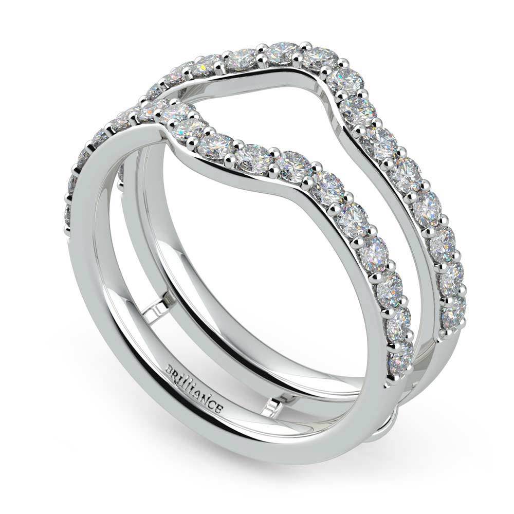 Curved Ring Enhancer In White Gold | Pave Wrap