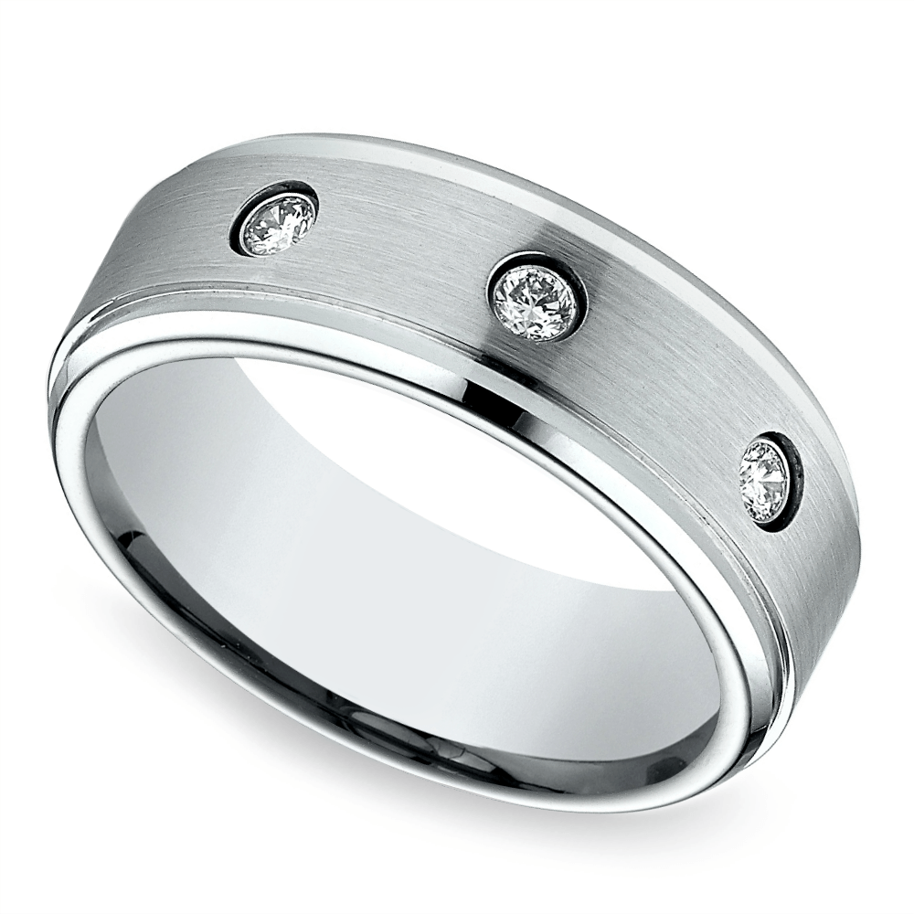 Diamond Bezel Men's Wedding Ring in Cobalt (8mm) | Zoom