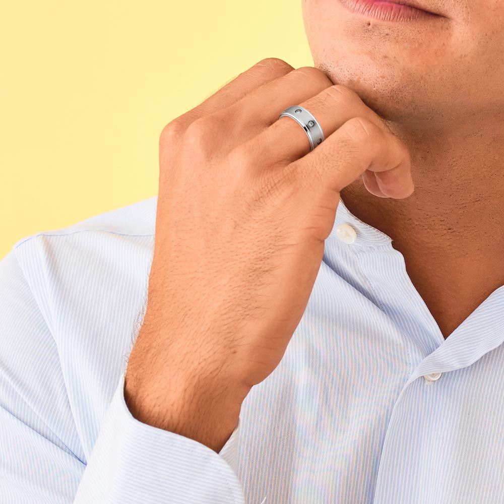 Diamond Bezel Men's Wedding Ring in Cobalt (8mm) | 06