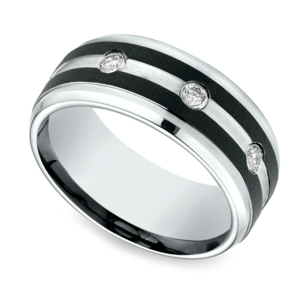 Black And White Mens Wedding Band In Cobalt (9mm)