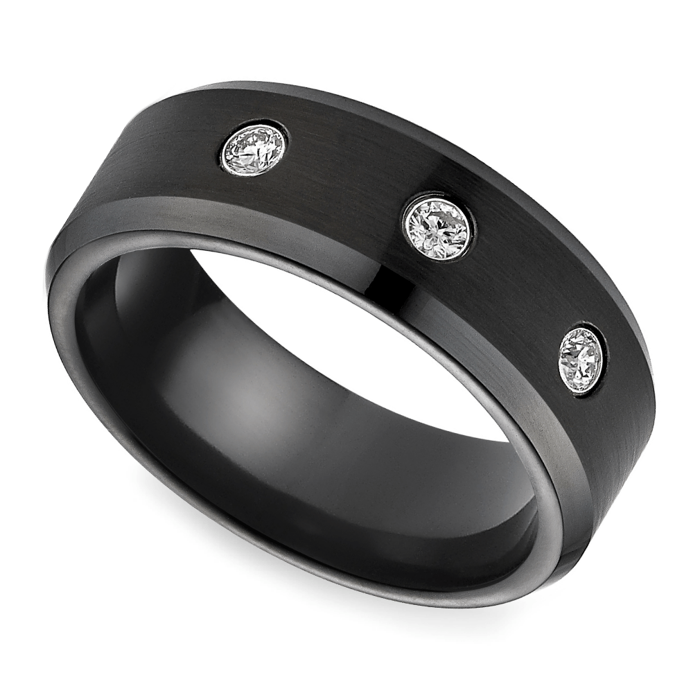 Diamond Men's Wedding Ring in Black Cobalt (8mm) | Zoom