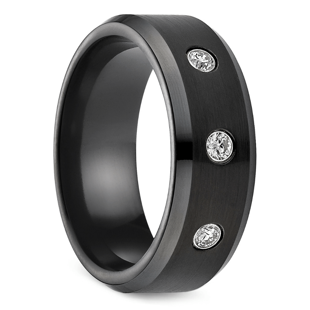 Diamond Men's Wedding Ring in Black Cobalt (8mm) | 02