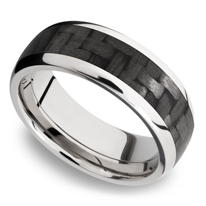 Domed Carbon Fiber Inlay Men's Wedding Ring in Cobalt Chrome (8mm)