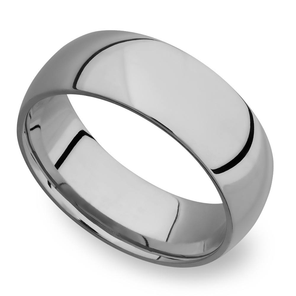 Domed Men's Wedding Ring in Titanium (8mm) | Zoom