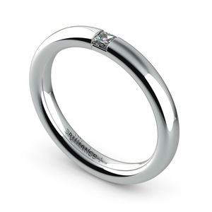 Domed Promise Ring with Princess Diamond in White Gold (2.9mm)