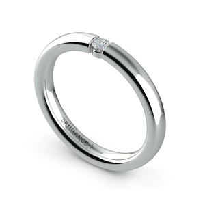 Domed Promise Ring with Round Diamond in White Gold (2.75mm)