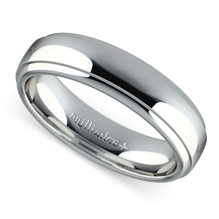 Domed Step Edge Men's Wedding Ring in Platinum (5mm) | Zoom