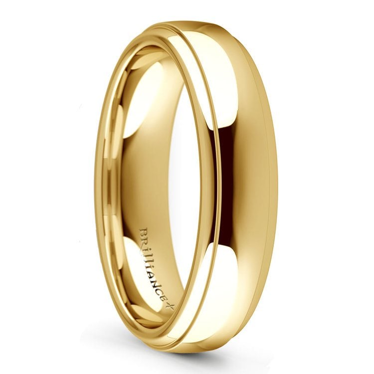 Domed Step Edge Men's Wedding Ring in Yellow Gold (5mm) | 02