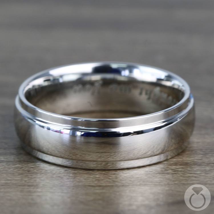 Domed Step Edge Men's Wedding Ring (6 mm) in Platinum