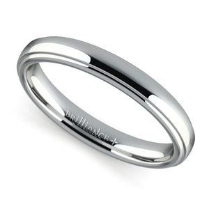 Domed Step Edge Wedding Ring (3 mm) in Platinum