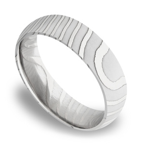 Domed Tiger Men's Wedding Band in Damascus Steel (6mm)
