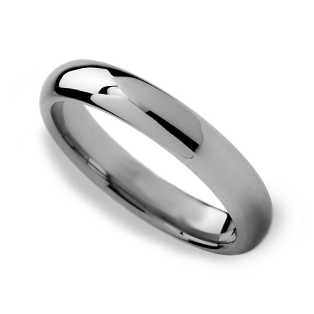 4mm Polished Mens Tungsten Wedding Band - Domed Design | Zoom