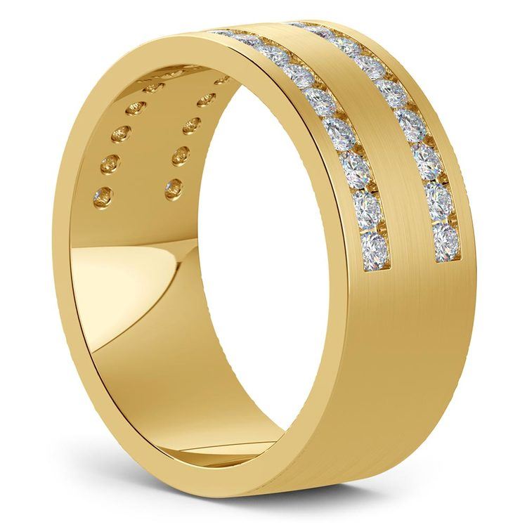 Mens Yellow Gold Wedding Ring With Diamonds