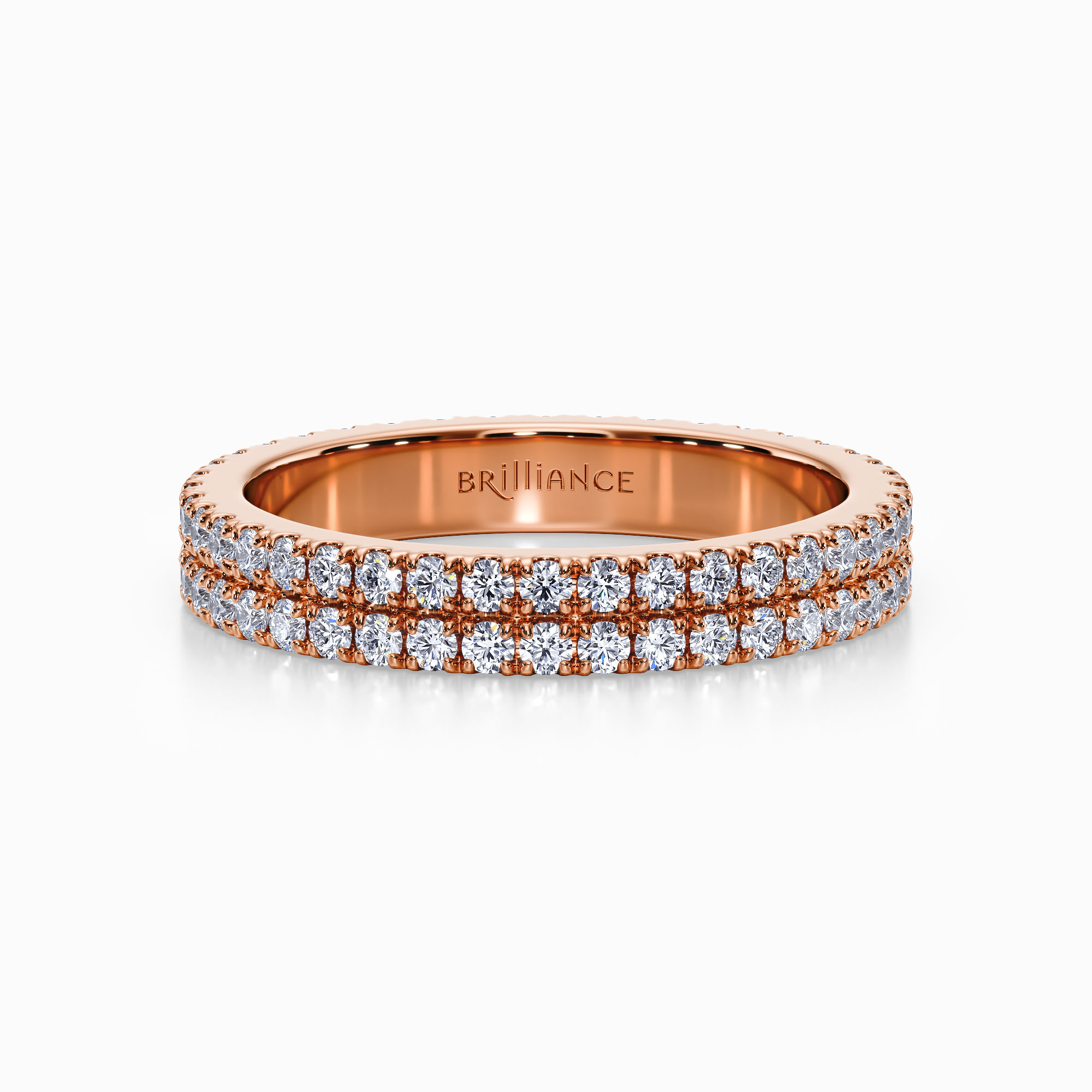 Double Row Eternity Petite Pave Diamond Wedding Ring in Rose Gold